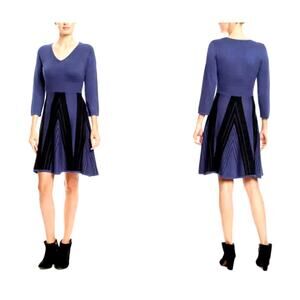 NWT Spense Knit Sweater Dress Blue Black Large